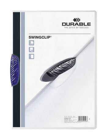 Durable Swingclip 30 Carpeta De Plastico Con Pinza Giratoria - Tamaño A4 - Capacidad Hasta 30 Hojas - Pinza De Color