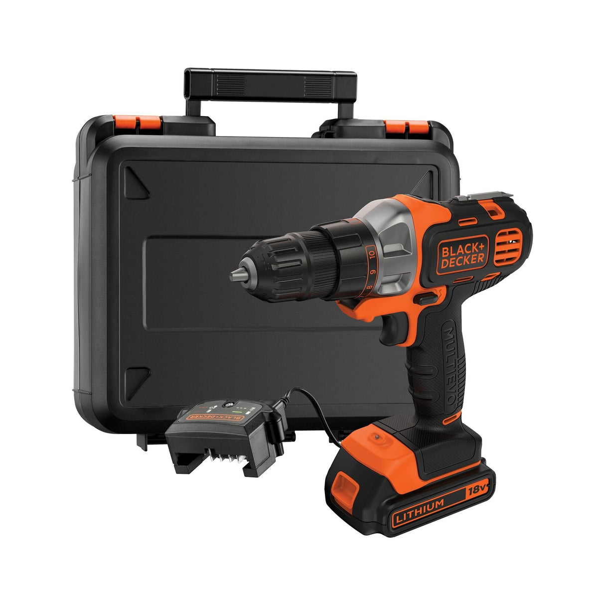 Taladro Black+Decker Mt218k-Qw 1,46 Kg Negro, Naranja, Taladro/Destornillador Negro/Naranja, Batería, Ión De Litio, 18 V, 1,46 Kg
