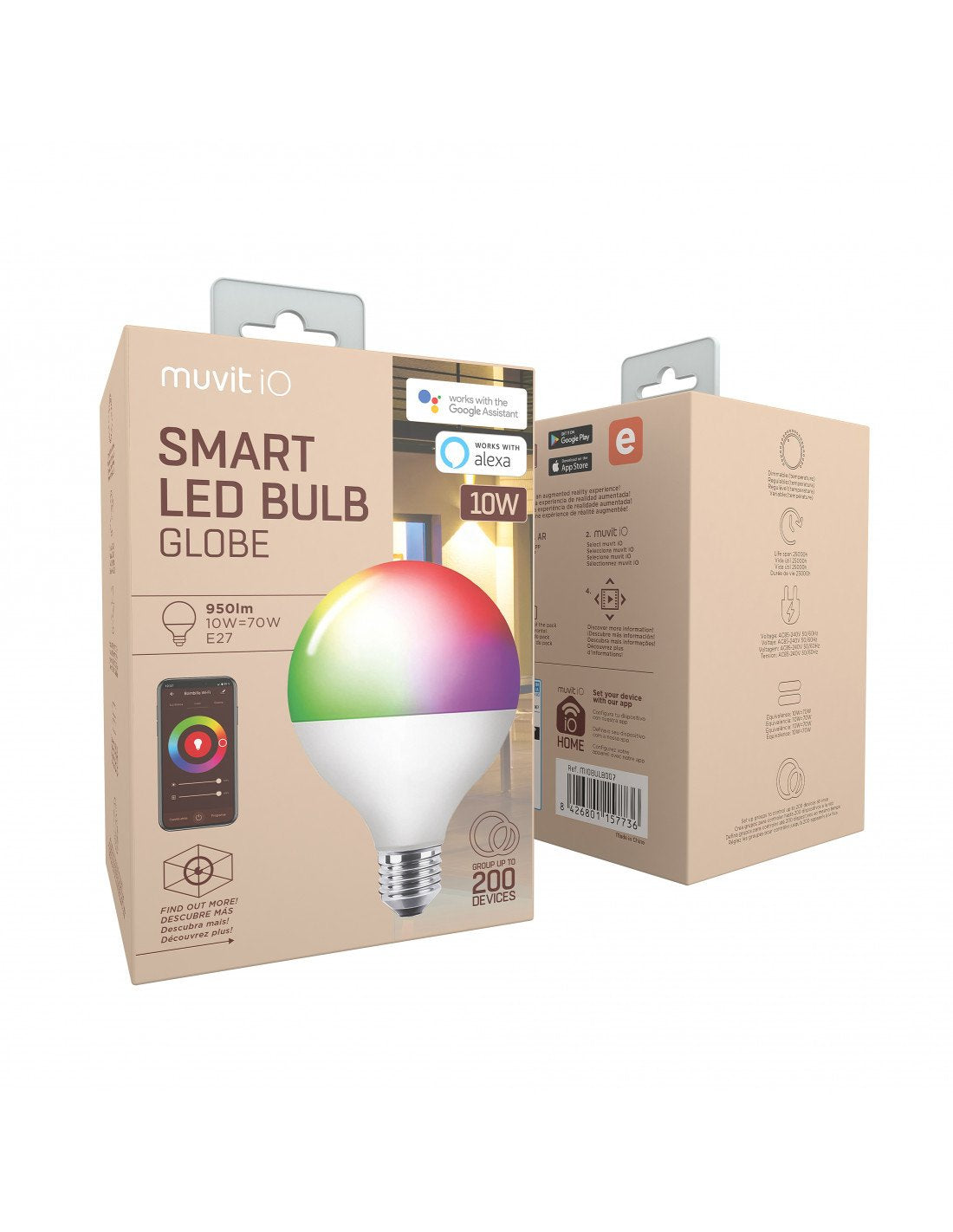 Bombilla Muvit Io Globo E27 10w Rgb