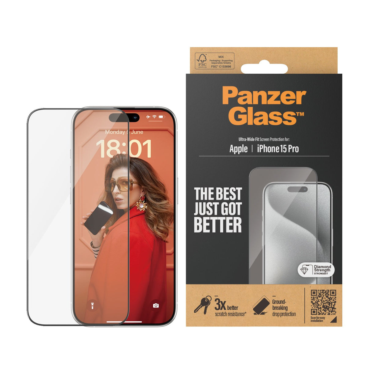 EAN 5711724028267 - PanzerGlass ® Screen Protector iPhone 15 Pro | Ultra-Wide Fit Protector de pantalla Apple 1 pieza(s) imagen 2