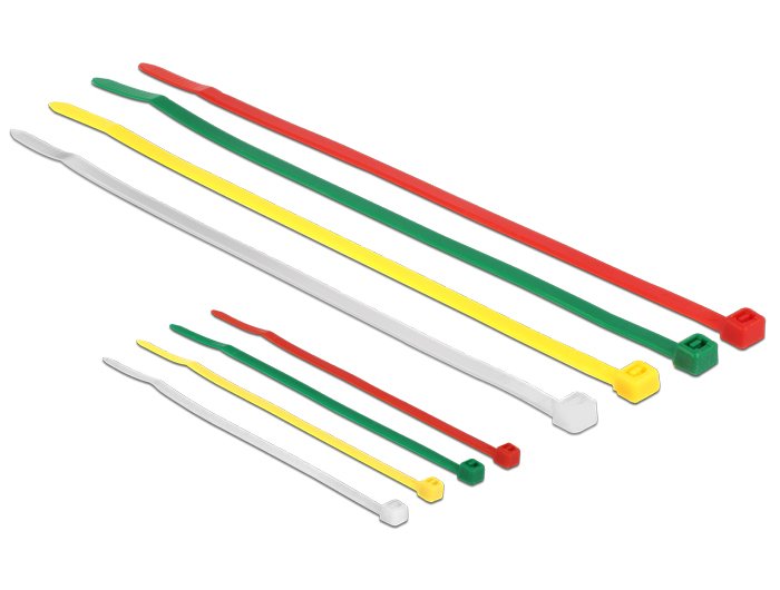 Delock 18628 Presilla Nylon Verde, Rojo, Transparente, Amarillo 200 Pieza(S), Atacables Nylon, Verde, Rojo, Transparente, Amarillo, 200 Pieza(S)