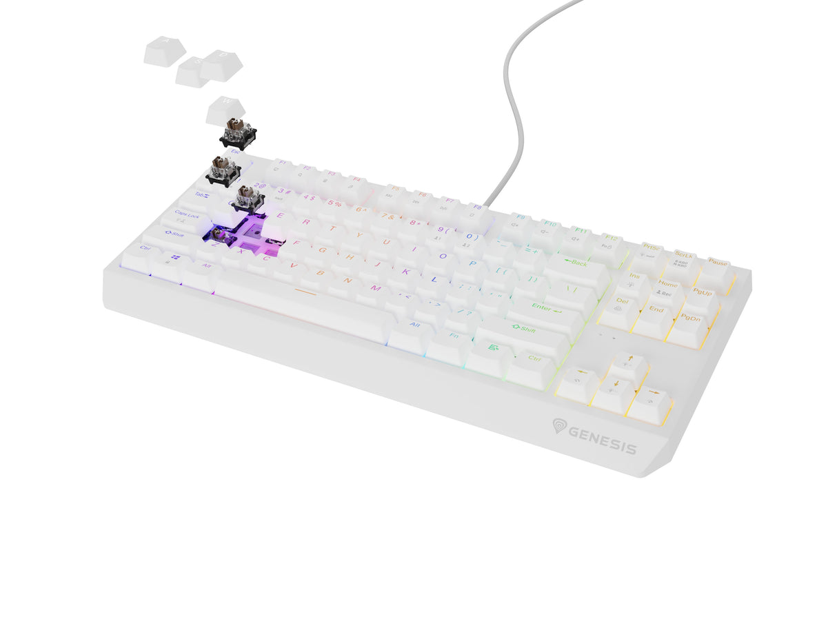 Genesis Thor 230 Tkl Teclado Juego Usb + Rf Wireless + Bluetooth Qwerty Blanco