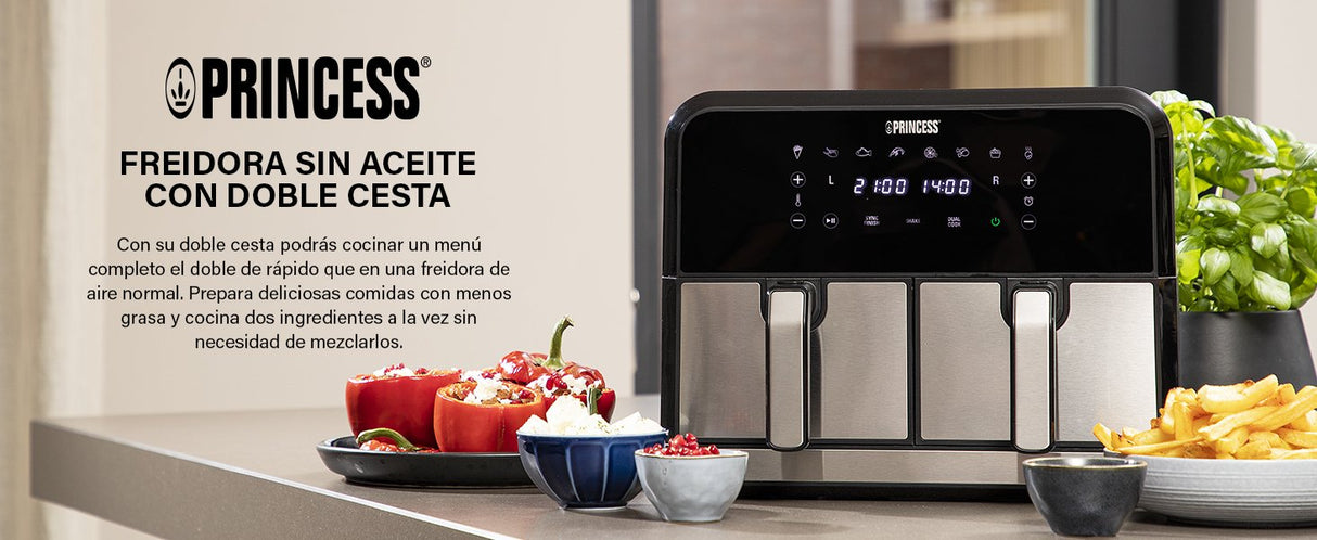 EAN 8712836969360 - Princess 182074 Doble 8 L Independiente 1700 W Freidora de aire caliente Negro, Acero inoxidable imagen 26