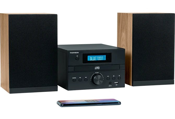 Thomson Micro Sound System Bt Radio Fm/Cd/Mp3/Usb Black Wood Finish Mic123bt