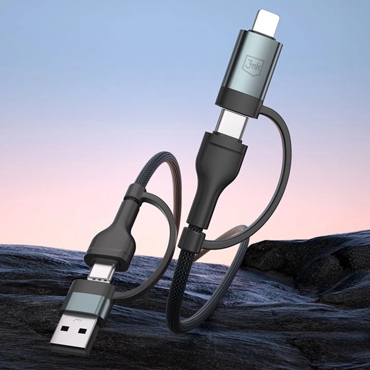 Cable 3mk Hyper N-Series 2 In 2 A C To C Lightning 1.2m Qc 3.0 20v 3a 60w Black