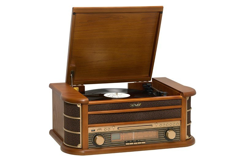 Denver Minicadena Mcr-50 Tocadiscos Cd Radio Am Fm Casette Retro