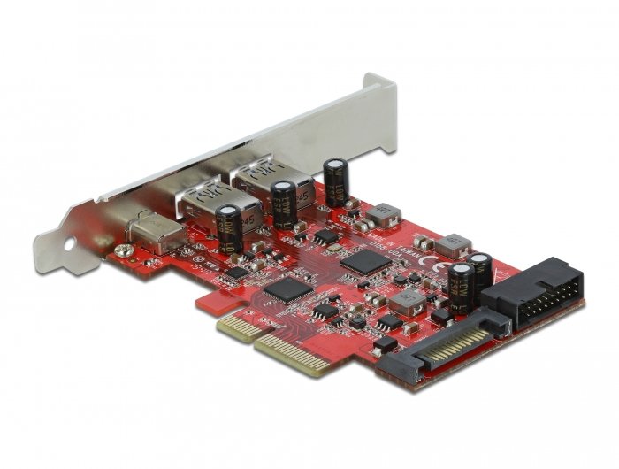 Delock Tarjeta Pci E X4 A 1x Usb Tipo-C 2x Usb-A 1x Interno Usb 3.2 10 Gbps