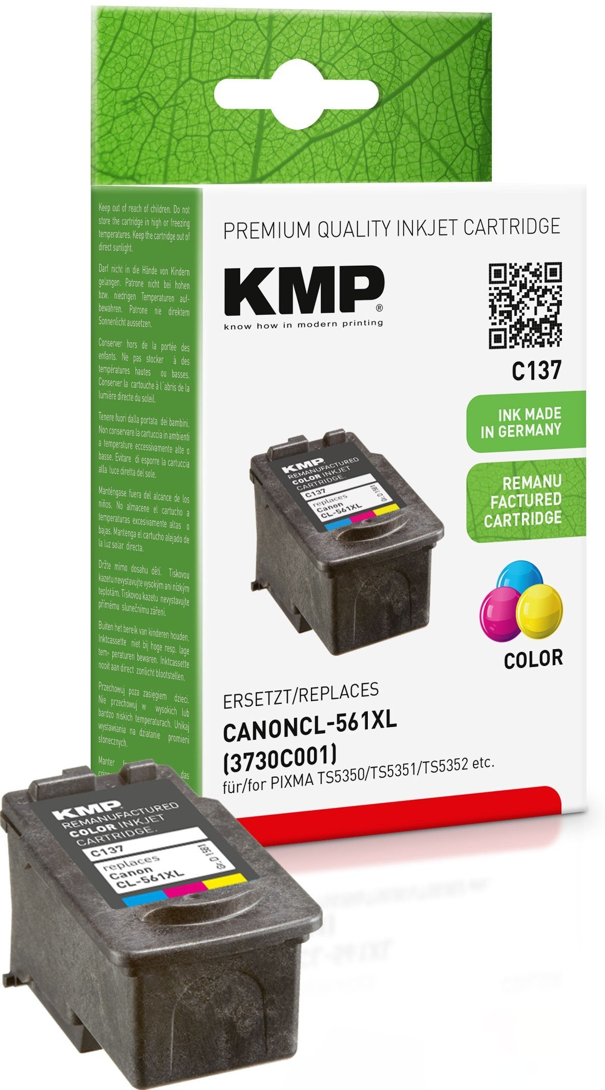 Tinta Kmp Canon Cl-561xl Cl561xl 3-Color 300 S. C137 Refil Remanufactured