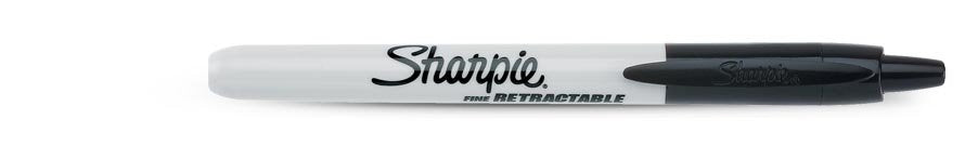 Sharpie Marcador Retractil Permanente Fine 0,9mm Negro Punta Redonda -12u-