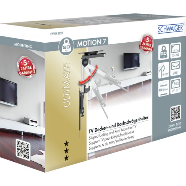 Soporte De Techo Schwaiger Deh 17 "-37" Negro Máximo 20kg Lwhd3720513 Plegable