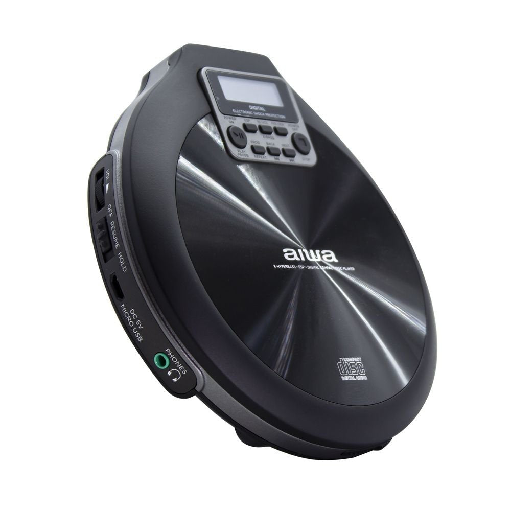 Cd Portatil Aiwa Pcd-810rd X-Hyperbass System Lector Cd/Cdr/Mp3 Bateria Recargable Por Usb Color Negro