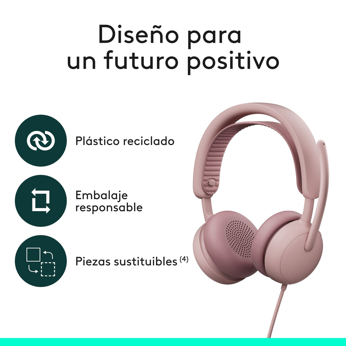 Logitech Zone Wired 2 Headset, Rose