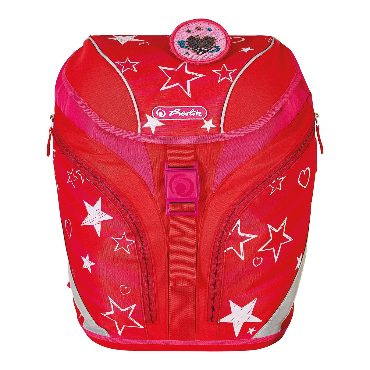 Herlitz Softlight Plus Stars&Strips Juego De Mochila Escolar Chica Poliéster Rosa, Rojo