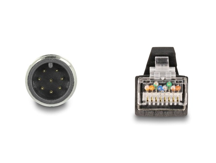 Delock 80421 Cable M12 Codificado A 8 Pin Macho A Rj45 Macho Pur (Tpu) 1 M