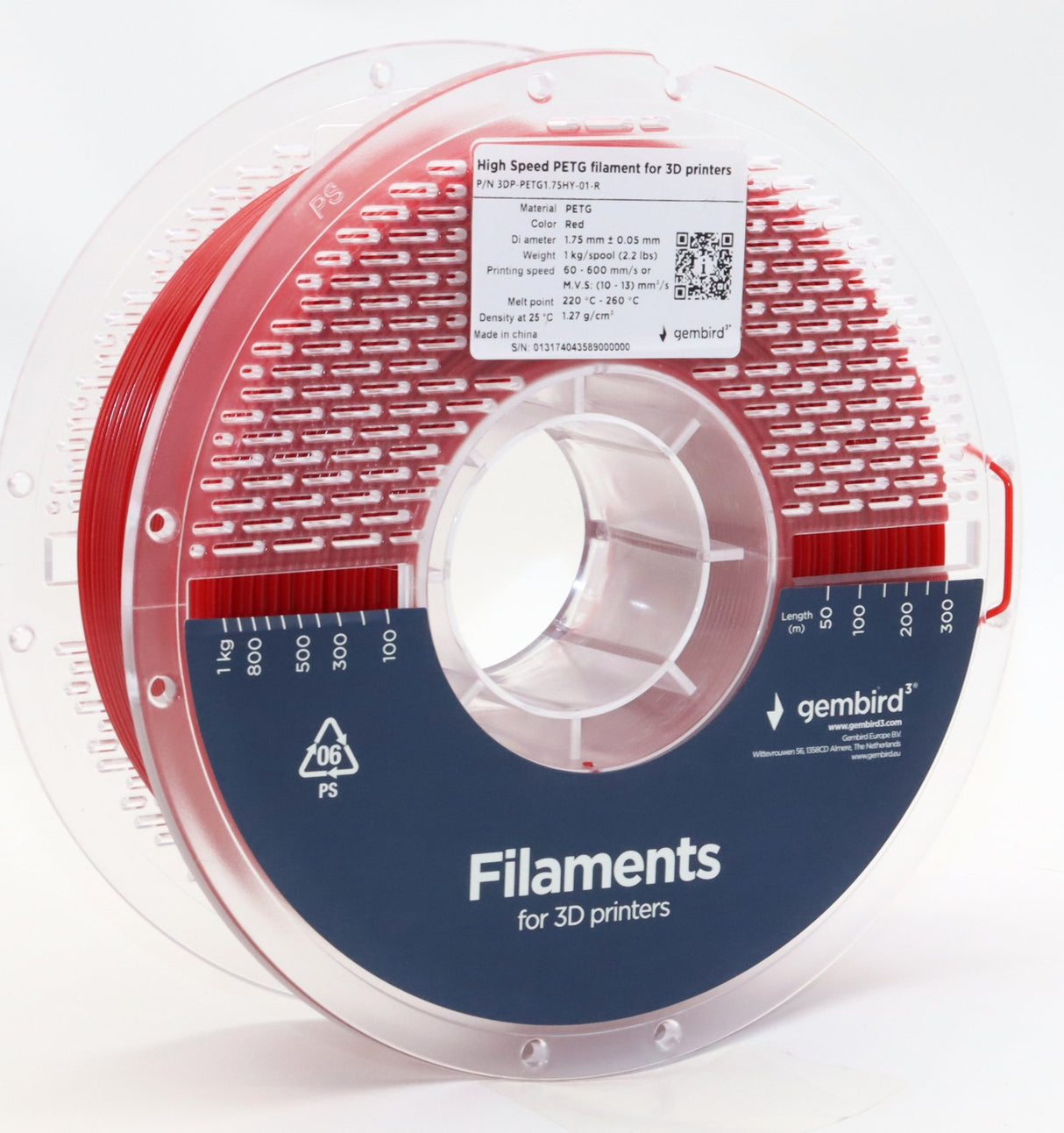 EAN 8716309131711 - Gembird 3DP-PETG1.75HY-01-R material de impresión 3d Polietileno tereftalato glico (PETG) Rojo 1 kg imagen 2