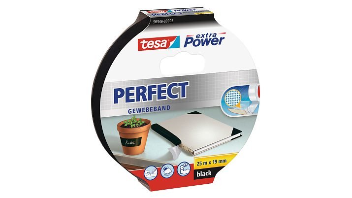 Tesa Cinta De Tela Extra Power Perfect 25m 19mm Negra