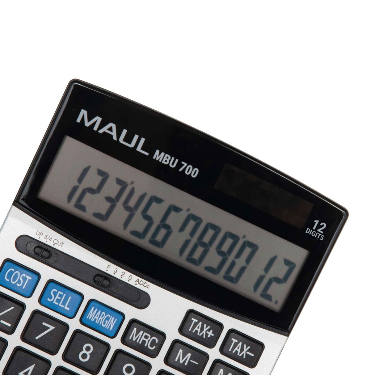 Maul Calculadora Comercial Mbu 700 Calculadora Grande Con Funciones Comerciales Pantalla De 12 Dígitos Incluye Función De Margen De Coste De Ganancia Solar/Batería Negro