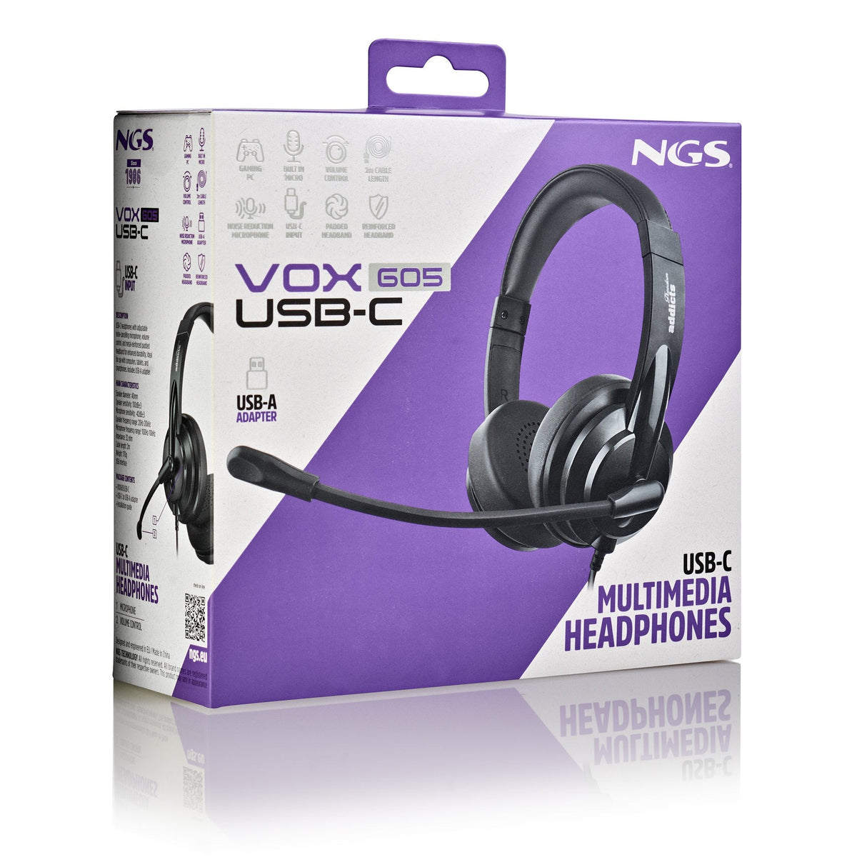 Auriculares Ngs Vox605 Usb Con Micrófono Usb Negros