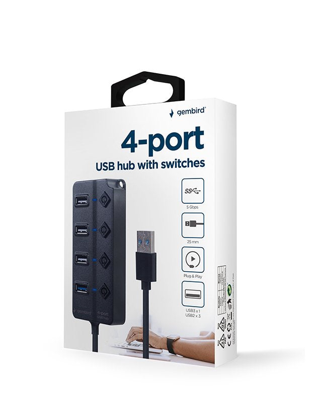 EAN 8716309124645 - Gembird UHB-U3P1U2P3P-01 hub de interfaz 5000 Mbit/s Negro imagen 6