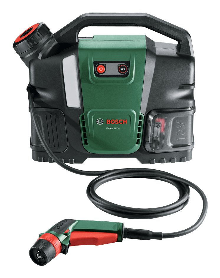 Hidrolimpiadora Bosch Móvil Para Bicicletas Fontus 18v-6 (Depósito De Agua De 6 L, 8 Niveles De Presión, Espacio Para Guardar La Manguera Y La Pistola, Sin Batería) 06008b6200