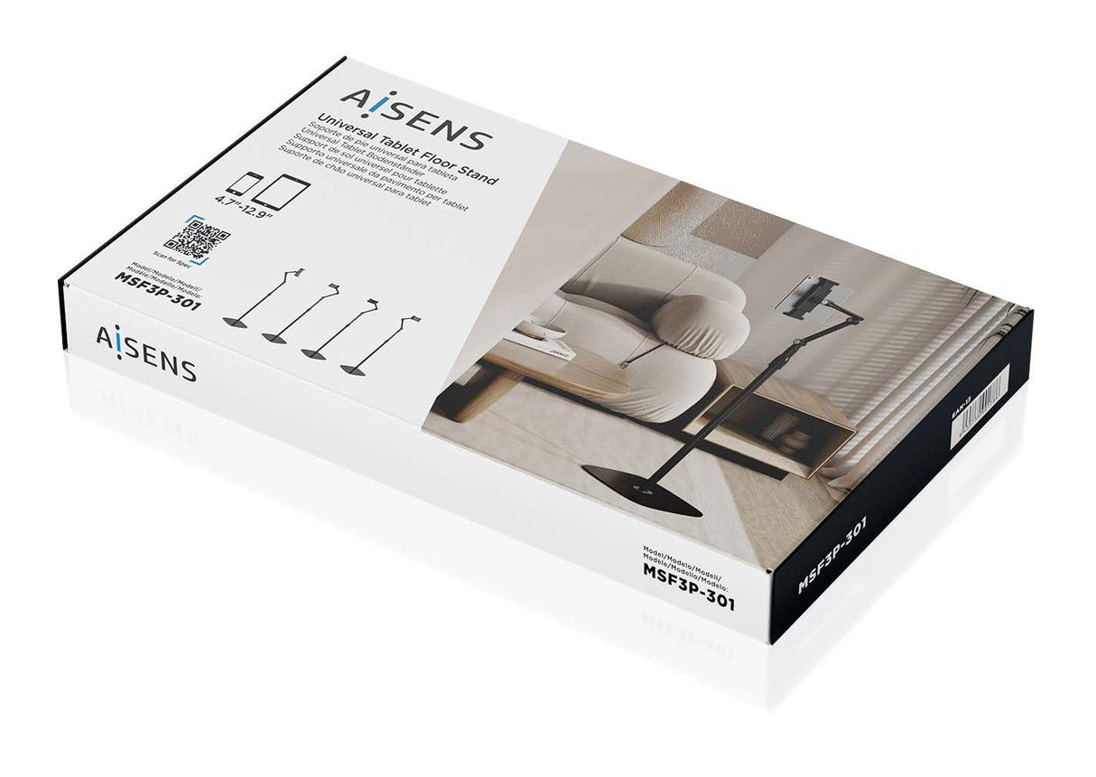 Aisens - Soporte De Suelo Universal Ajustable (3 Pivotes) Para Tablet, Negro