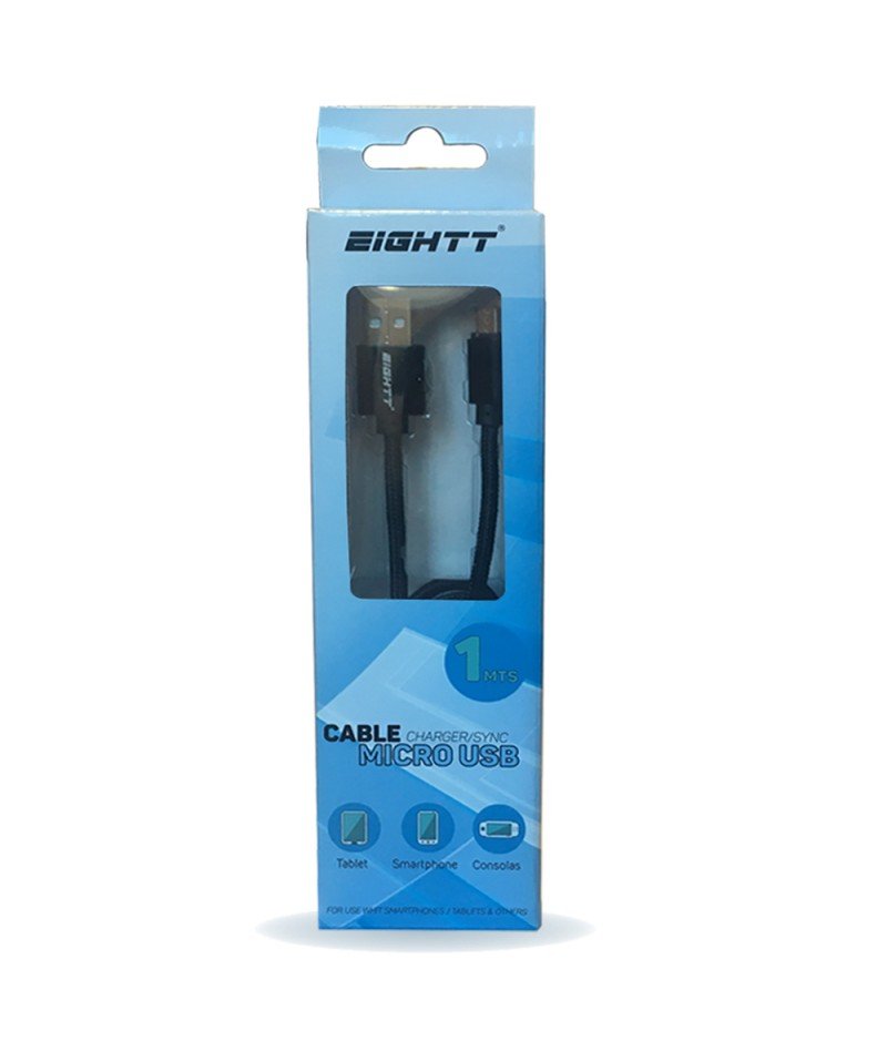 Eightt Cable Usb A Micro Usb 1m Trenzado Nylon Negro