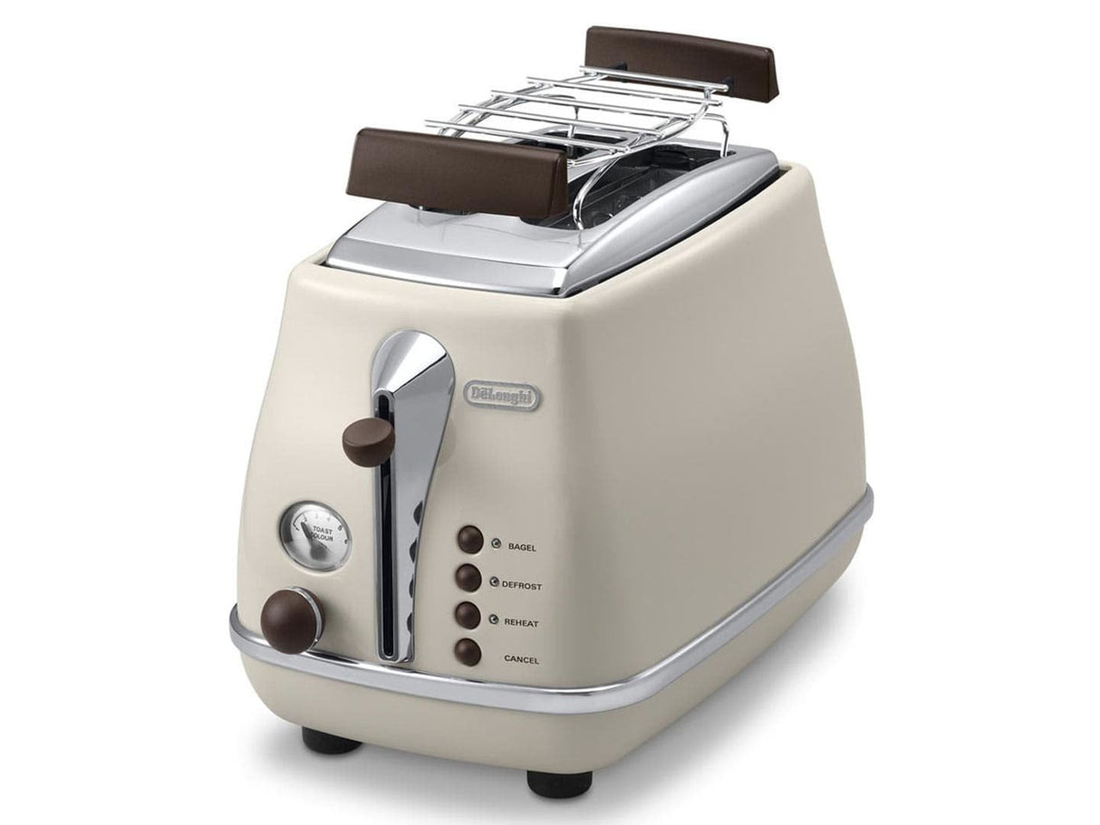 Tostadora Delonghi Icona Vintage Ctov 2103.Bg Beige, 900 Vatios, Para 2 Rebanadas De Pan Tostado Ctov 2103.Bg