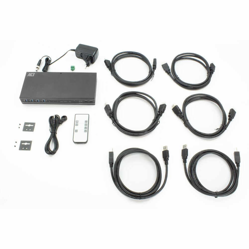 4k@60hz 2x Salidas Hdmi 4x Entradas Hdmi 2x Usb-B Hacia Pc 4x Usb-A Salida De Audio De 3,5 Mm Rs-232 Ir Conexión De Alimentación Con Bloqueo Seguroconmutador Kvm Hdmi De 2 Puertos 4k@60hz: Permite Controlar Dos Ordenadores Con Confi