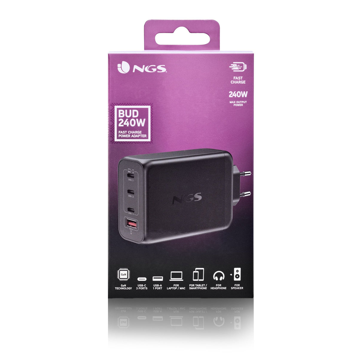 EAN 8435430626384 - NGS BUD 240W Universal Negro Corriente alterna Carga rápida Interior imagen 6