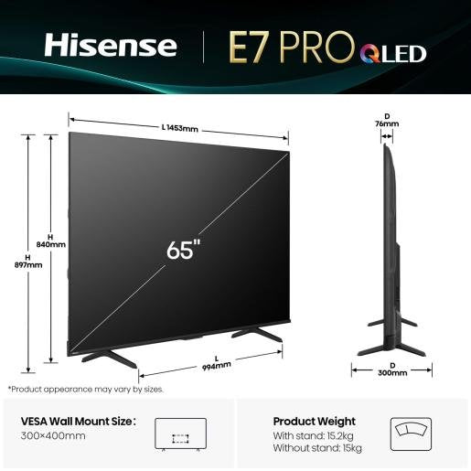 Hisense 65e77q Pro, Qled Tv 164 Cm (65 Pulgadas), Negro, Ultrahd/4k, Sintonizador Triple, Grabación Usb, Turno De Tiempo, Panel De 144hz 65e77q Pro