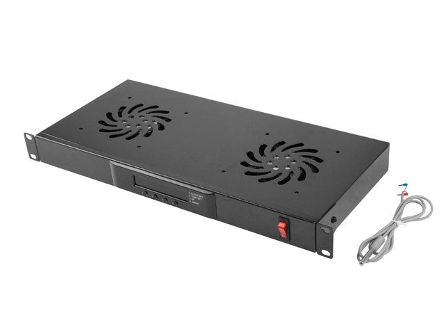 Panel De Ventilación Enracable Lanberg Ak-1502-B Lcd 2 Ventiladores + Termostato 1u Diseñado Para Armarios De 19'(48.26cm)