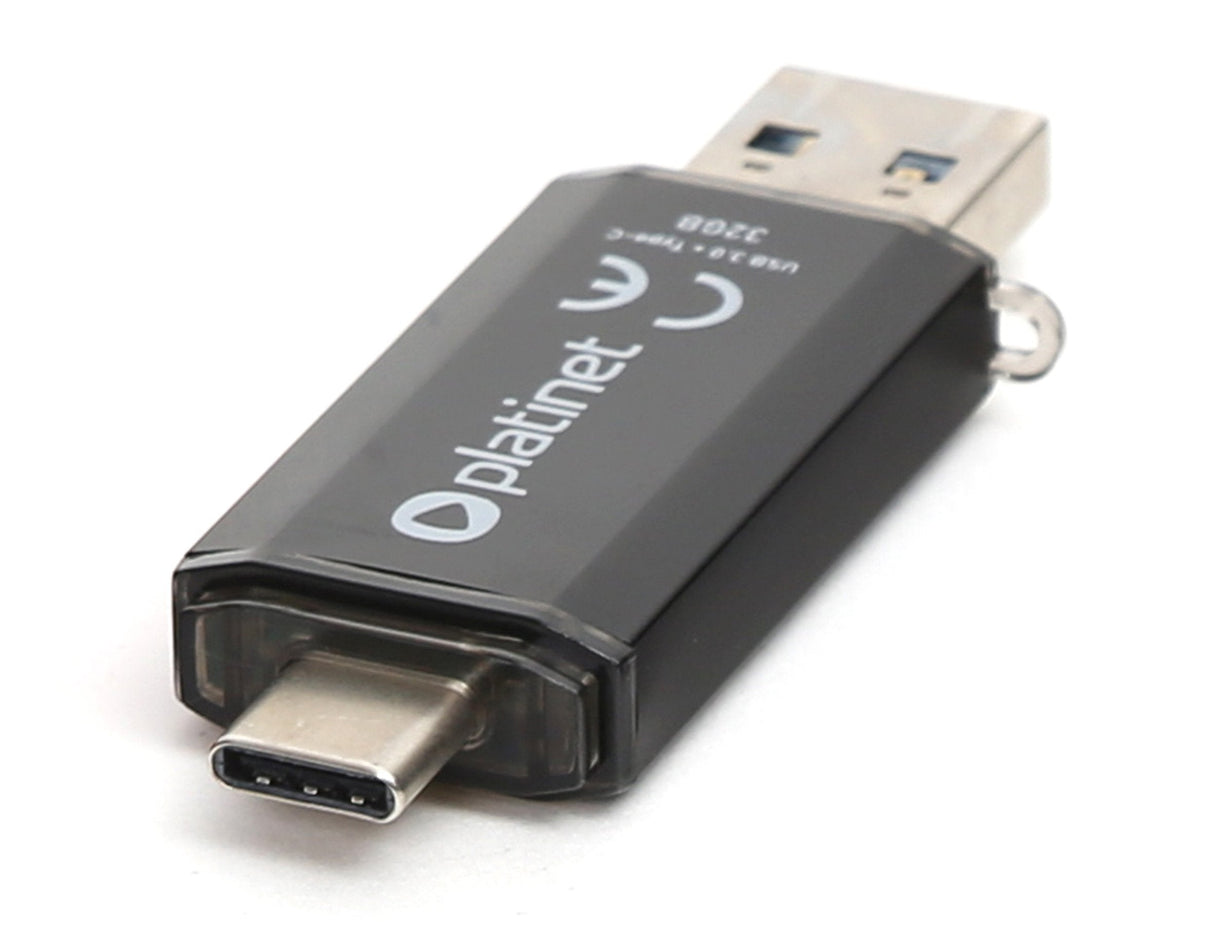 Pendrive Platinet Usb 3.0 2en1 Usb+Type-C 32gb Negro