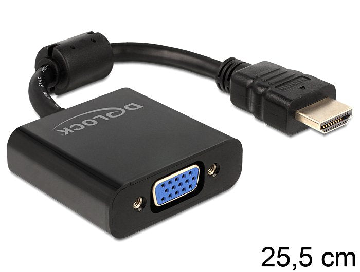 Delock Adaptador Hdmi-A 19 Pines Macho A Vga Negro
