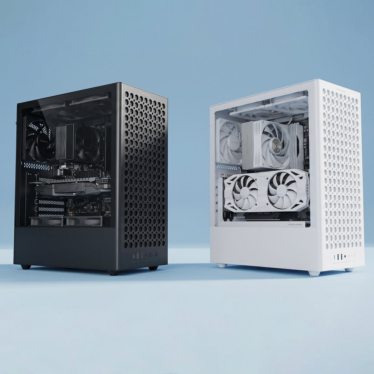 Caja Pc Atx Mars Gaming Mc-T800 Frontal Airdot Mesh 4x Ventiladores Fdb Cablehatch Usb-C Blanco