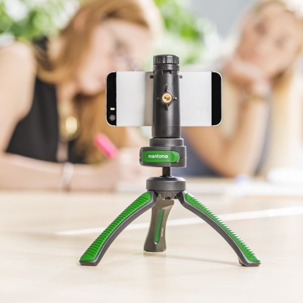 Mantona 21407 Tripode Smartphone/Cámara Digital 3 Pata(S) Negro, Verde