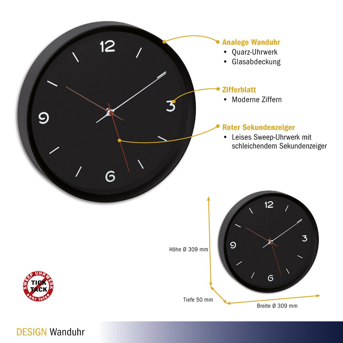 Tfa 60.3056.01 Reloj De Pared Analogico Negro