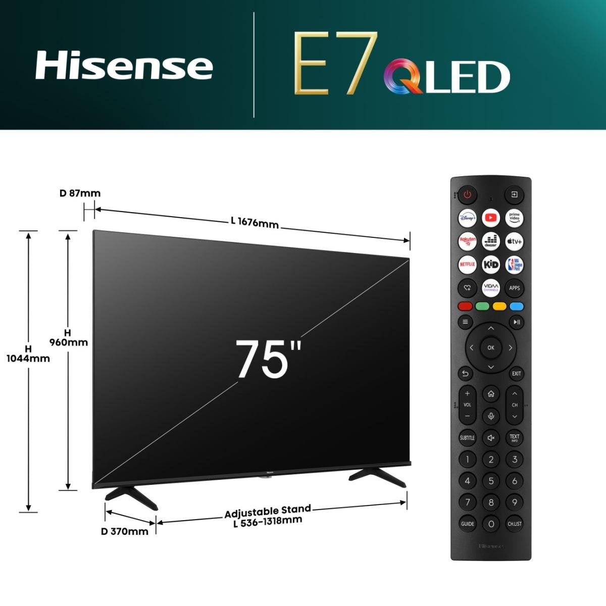 EAN 6942351402673 - Hisense His 75E77NQ ( cm ( Zoll)) 190,5 cm (75") 4K Ultra HD Smart TV Wifi Negro 350 cd / m² imagen 2