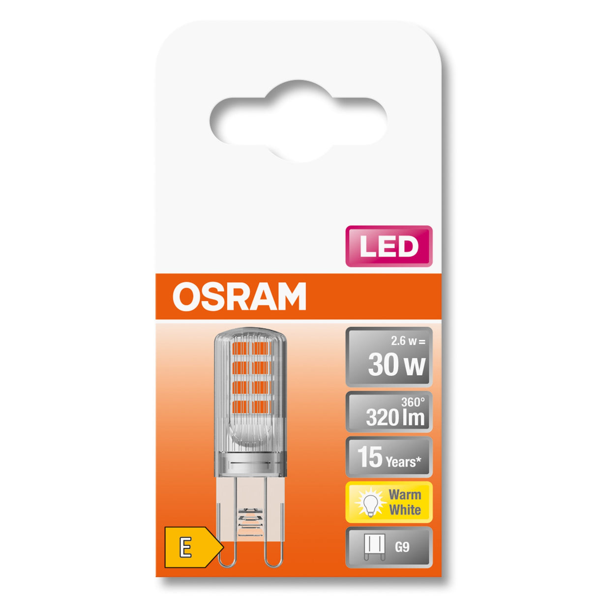 Bombilla De Cápsula Led Osram Transparente - 2.6w Equivalente A 30w G9 - Blanco Cálido
