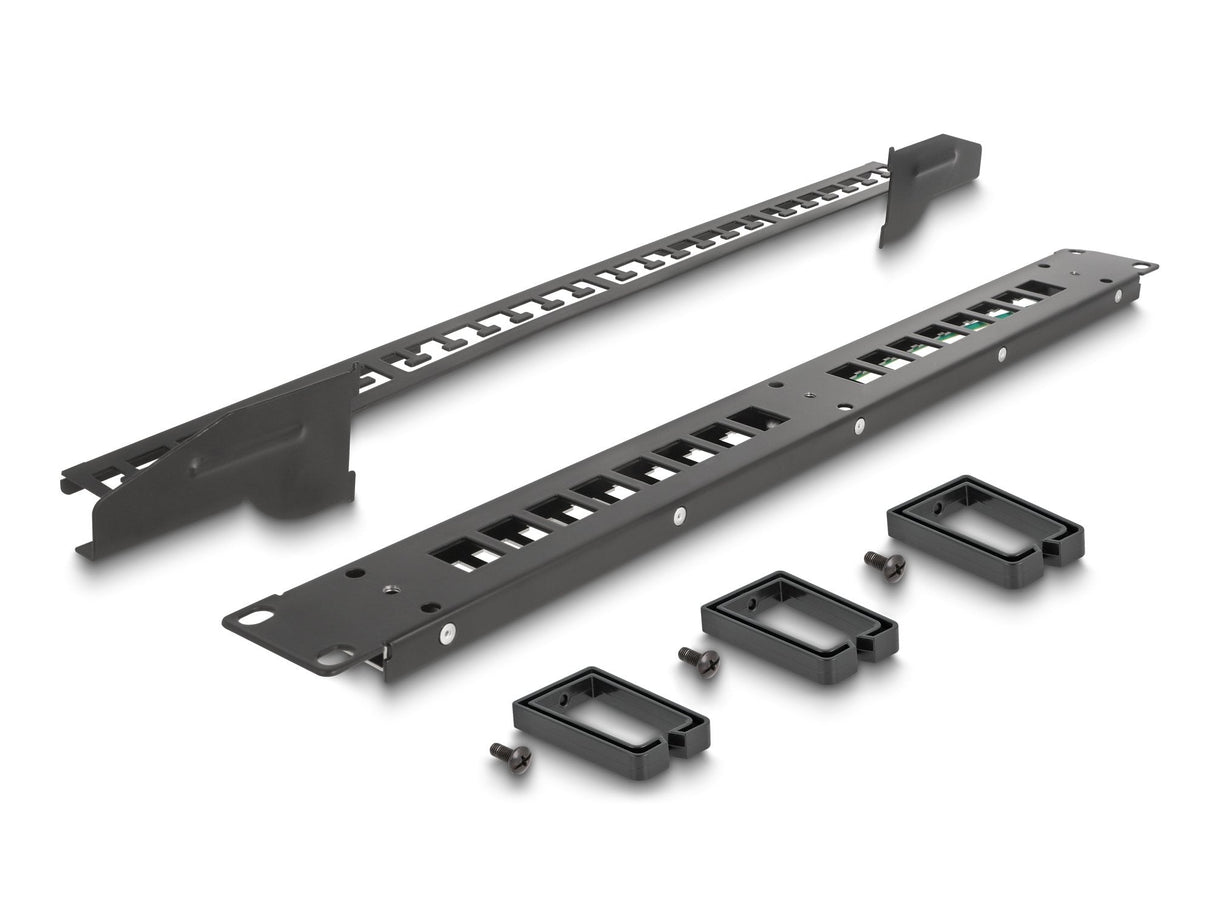 Delock 19? Keystone Patchpanel 16 Port Mit 3 Bügeln Und Entlastungsschiene 1 He Schwarz
