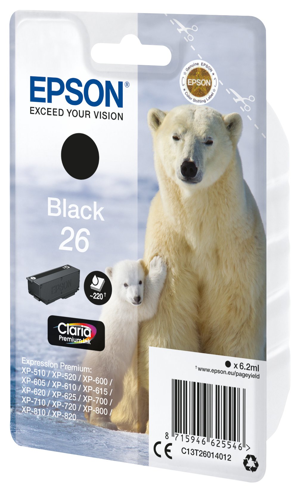 Tinta Original Epson Ct2601 Black Para Xp 510,520,600,605,610,615,620,625,700,710,720,800,810,820