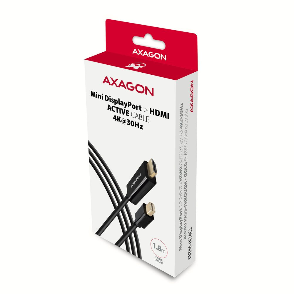 EAN 8595247906090 - Axagon RVDM-HI14C2 Mini-DisplayPort zu HDMI Adapterkabel 4K/30 Hz 180 cm lang - Kabel - Digital/Display/V imagen 7