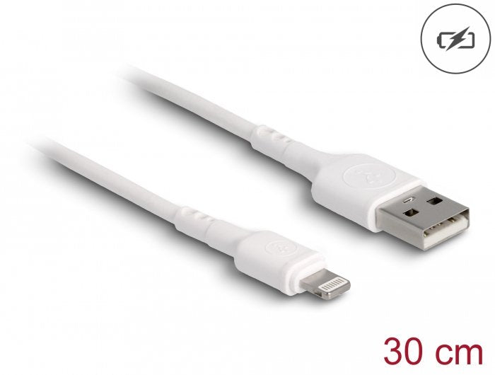 Delock Cable De Carga Usb Para Iphone, Ipad, Ipod Blanco 30 Cm