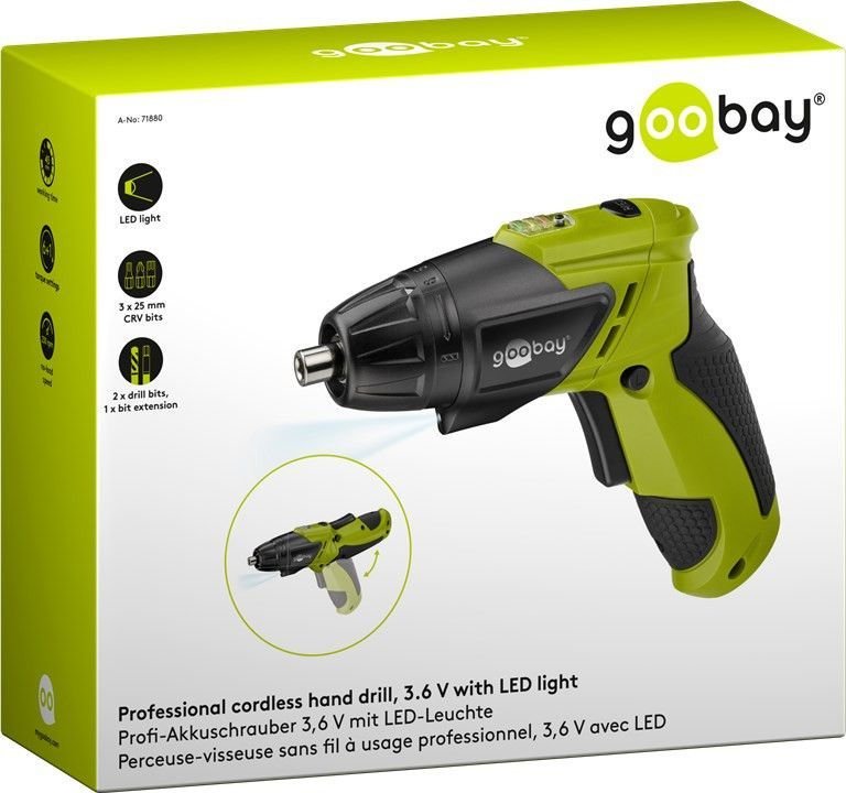 Mini Destornillador Inalámbrico 3,6 V Con Luz Led Goobay