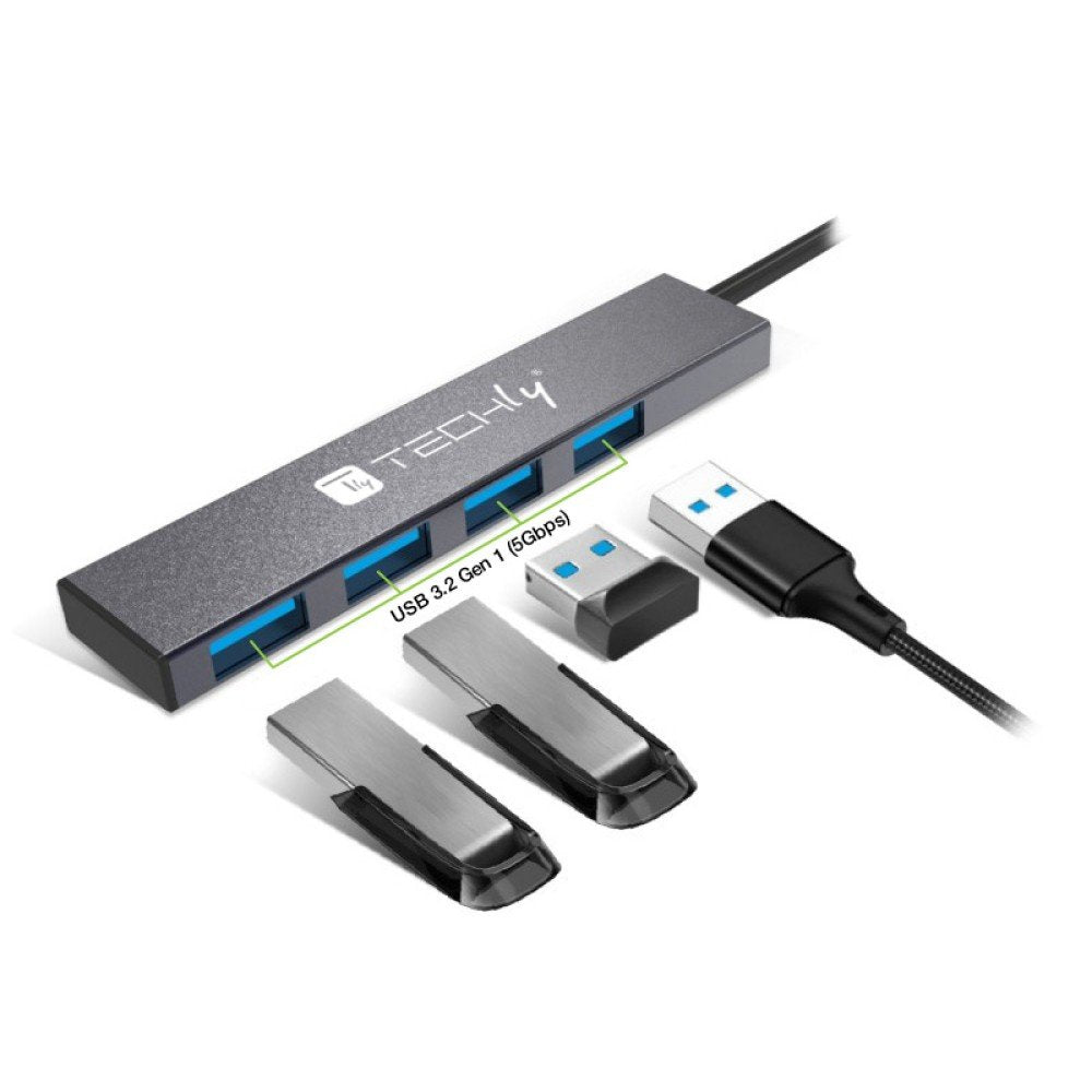 EAN 8059018365948 - Techly IUSB32-HUB4A-4U3SL base para portátil y replicador de puertos Alámbrico USB 3.2 Gen 1 (3.1 Gen 1) imagen 3