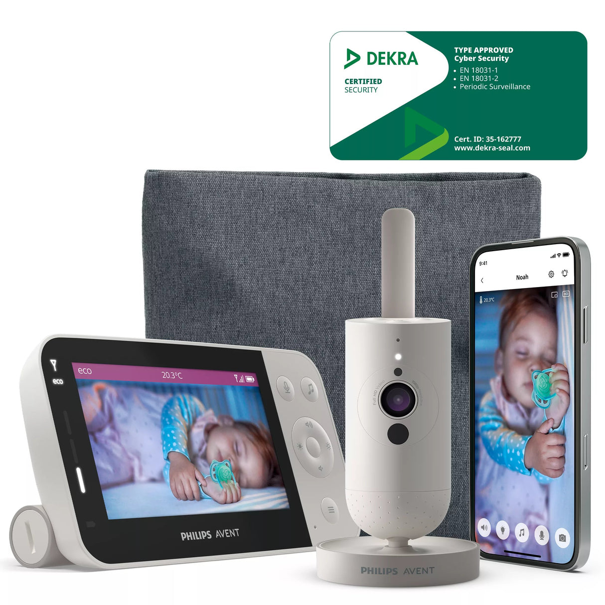 EAN 8720689039536 - Philips AVENT SCD953/26 video-monitor para bebés 400 m Wi-Fi Gris, Blanco imagen 2