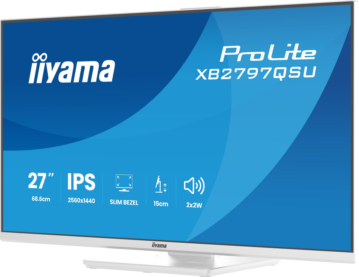 Monitor Iiyama Prolite Xb2797qsu-W1 Led 27" 2560 X 1440 Qhd @ 75 Hz Ips 350 Cd/M² 1000:1 1 Ms 2xhdmi Displayport Altavoces Mate Blanco