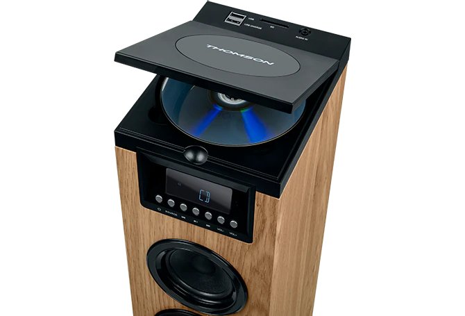 Thomson Sound Tower 60w Cd Usb Sd Radio Aux Mando Wood/Black Ds122cd
