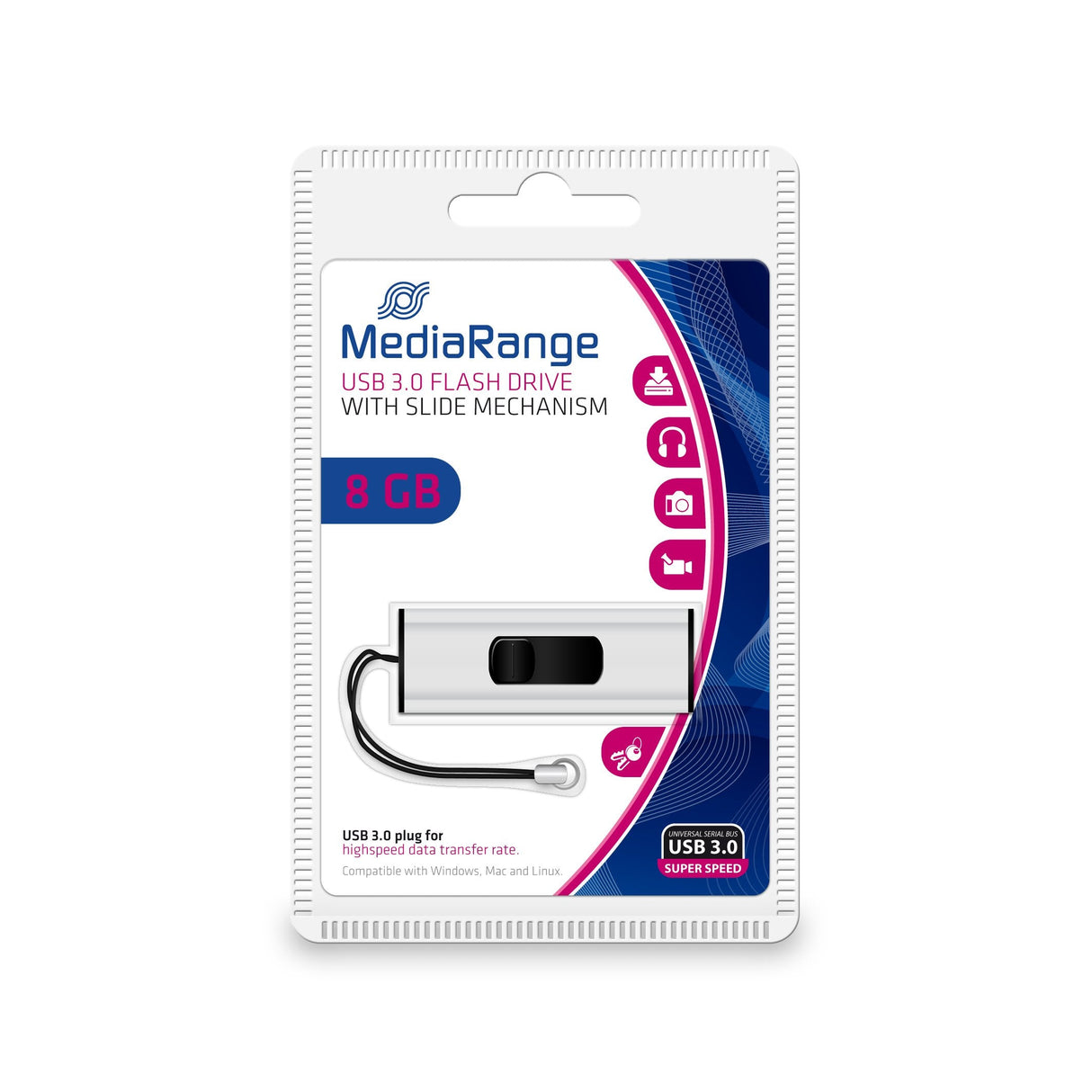 Pendrive Mediarange Mr914 8 Gb Usb Tipo A 3.2 Gen 1 (3.1 Gen 1) Negro, Plata