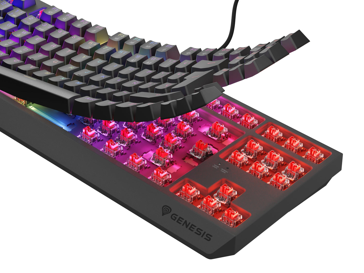 Teclado Gaming Español  Genesis Thor230 Tkl Rgb Mecanico Negro Switch Outemurojo Hot Swap