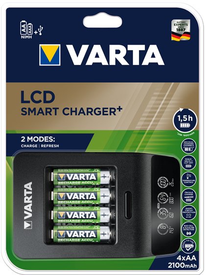Varta Lcd Smart Cargador + Inkl. 4 Pilas 2100 Mah Aa